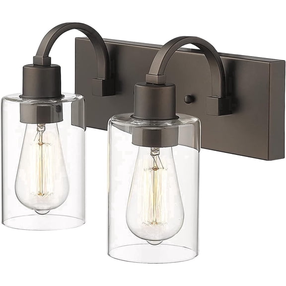 Emliviar Vanity Light for Bathroom - 2-Light Wall Sconce Lighting in Oil Rubbed Bronze Finish with Clear Glass, YCE237B-2W ORB