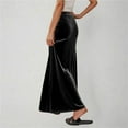 thumbnail image 4 of Velvet Maxi Skirts for Women Elastic High Waisted Drawstring Long Skirts Solid Color Full Length Fall Clothes (L, Black), 4 of 6