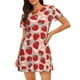 thumbnail image 1 of Fotbe Red Strawberry Bata de Dormir para Mujer con Estampado, Camisón de Algodón de Manga Corta, Ropa de Dormir Casual, 1 of 6