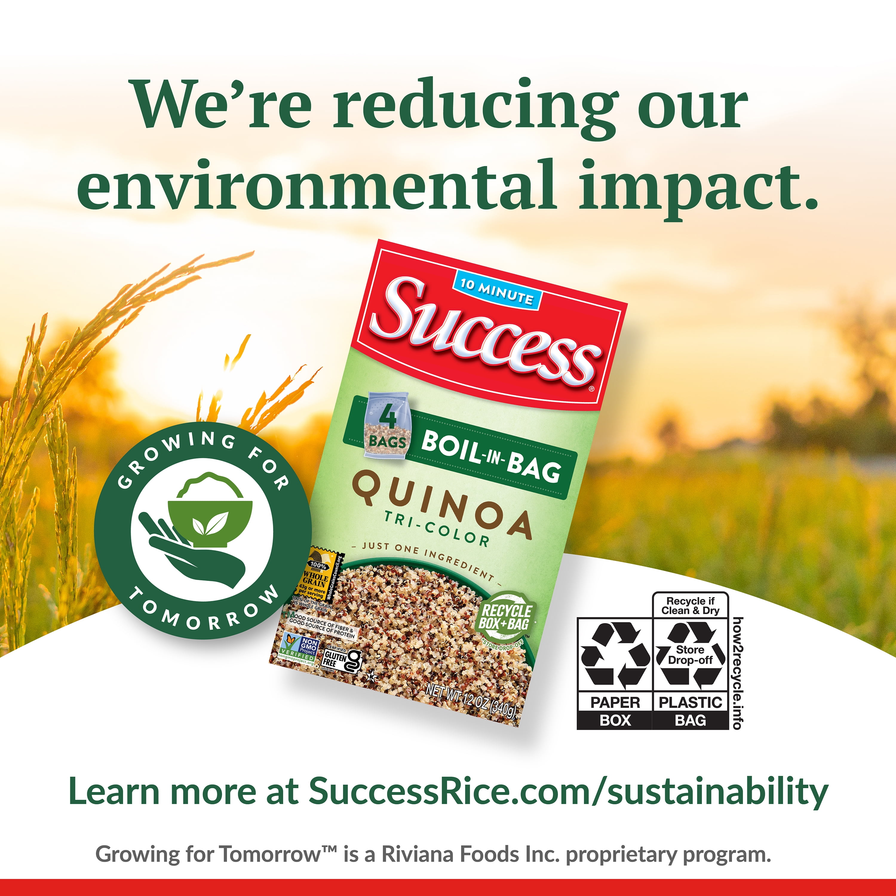 Success Boil-in-Bag Quinoa, Tri-Color Quinoa, 12 oz, 4 Count