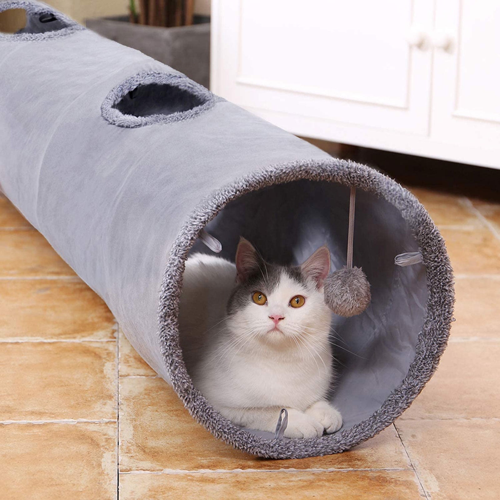 BQBQERT Cats Tunnel Kitten Toy Big Playtube Warm Plush