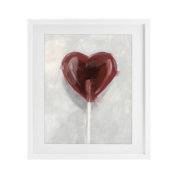 Stupell Industries Modern Heart Shaped Lollipop White Framed Print Under Glass, 13 x 16, by Ethan Harper