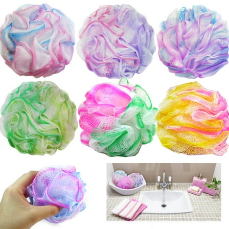 8 Pc Exfoliating Bath Sponges Shower Puff Loofah Mesh Ball Body Brush Scrubber
