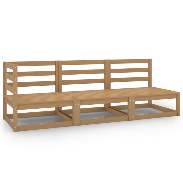 vidaXL Ensemble de Salon de Jardin 3 Pcs Brun Miel en Pin Massif