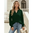 thumbnail image 4 of OALUXE Blouses for Women Long Sleeve Shirts V Neck Smocked Cuffs Tunic Tops, 4 of 7