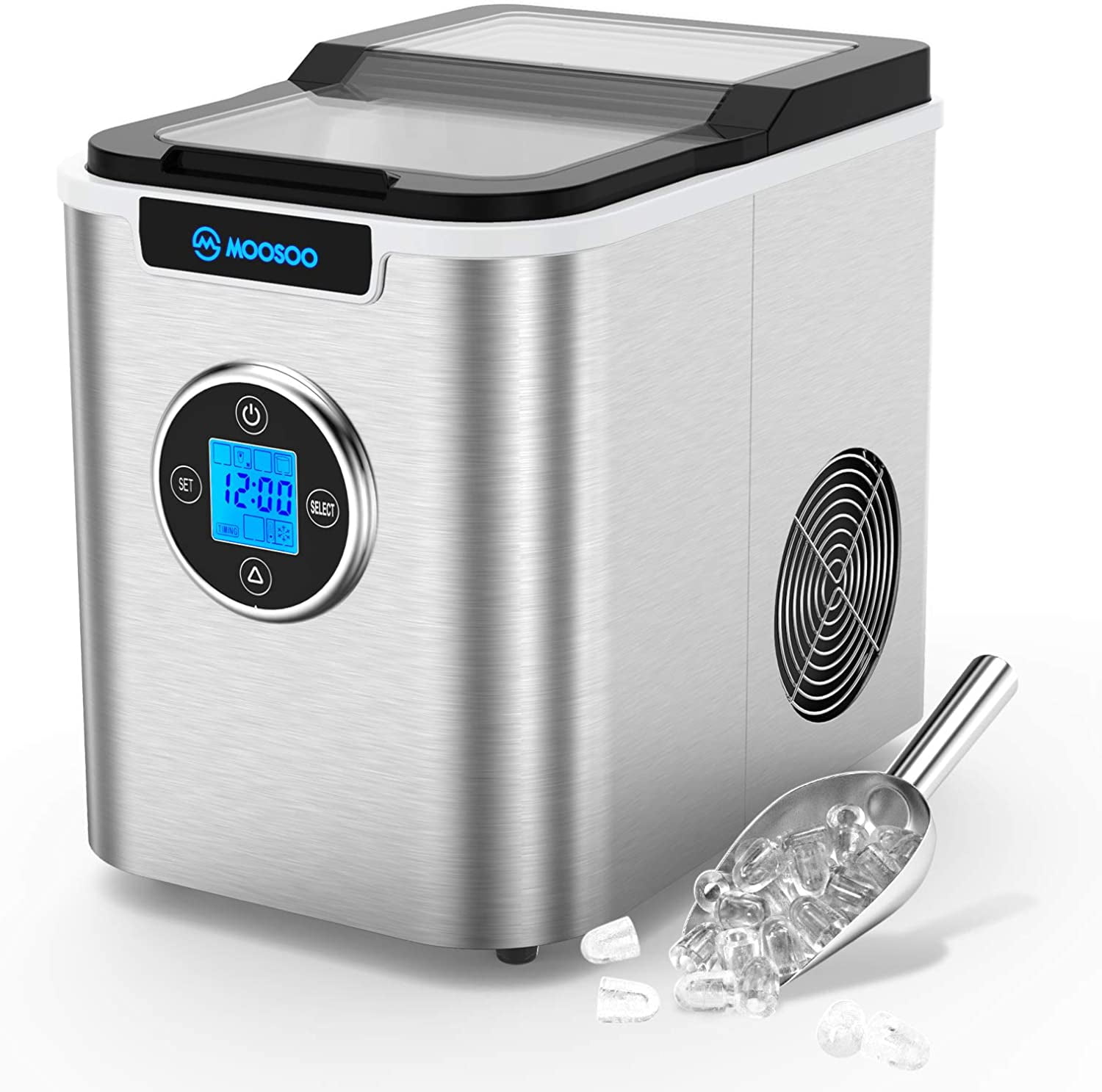 MOOSOO Ice Maker Countertop with Automatic SelfCleaning, 9 Bullet Ice