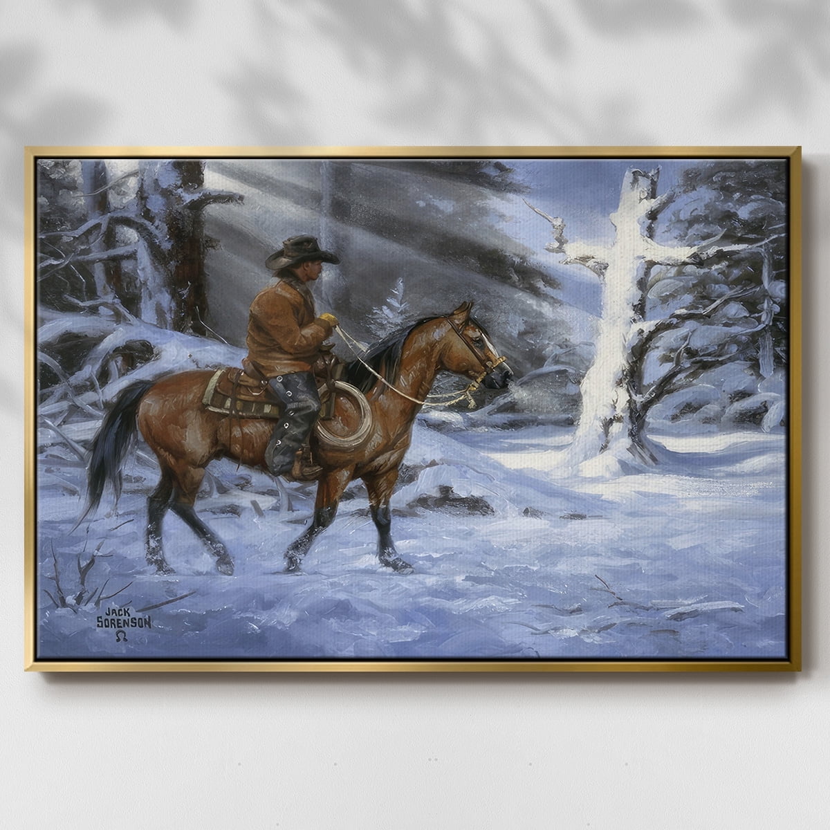 Silent Night, Holy Night - Framed Gallery Wrapped Holiday Canvas - 25 x 37 - Gold Frame