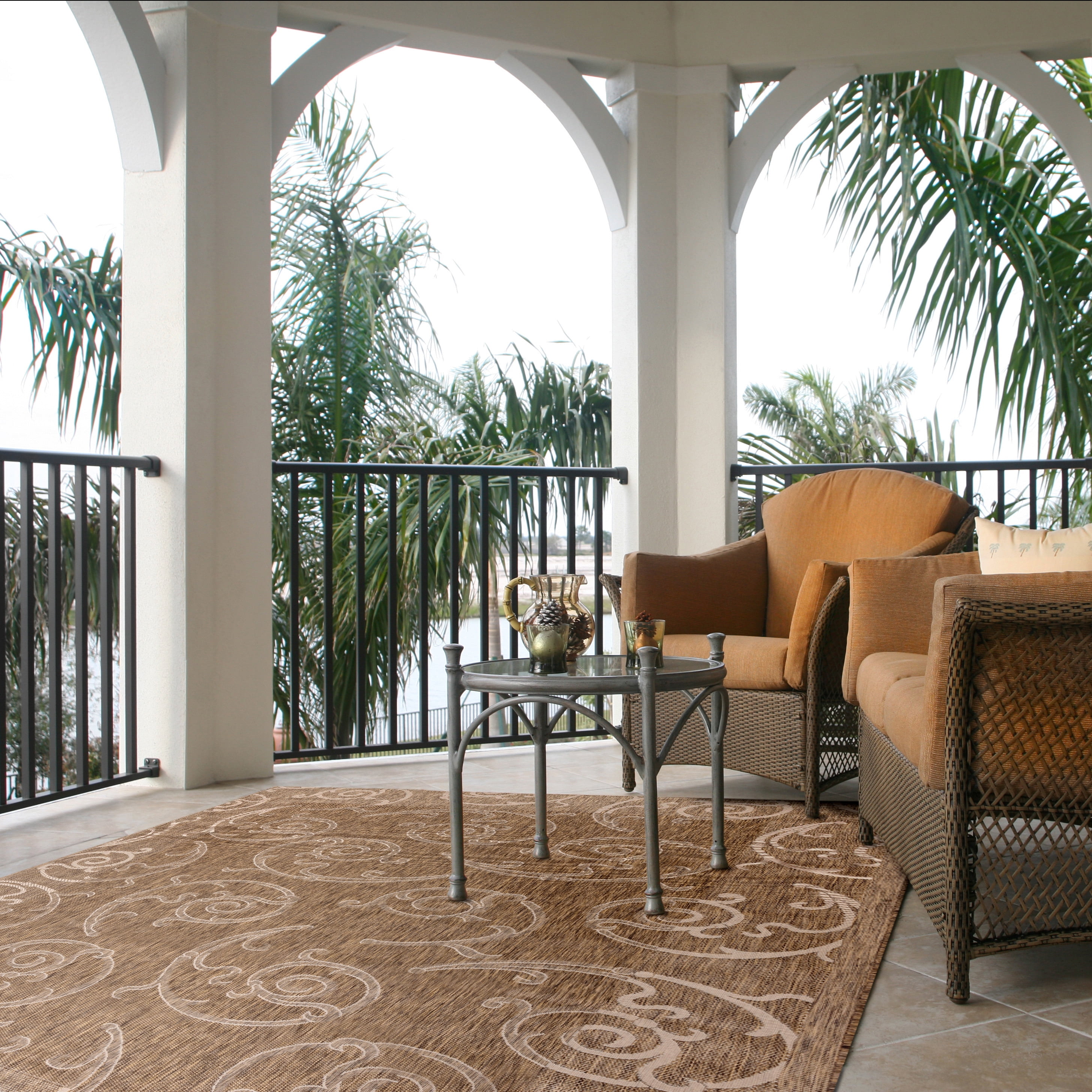 Safavieh Courtyard Daniel Oriental Indoor/Outdoor Area Rug, Brown/Natural, 6'7" x 9'6"