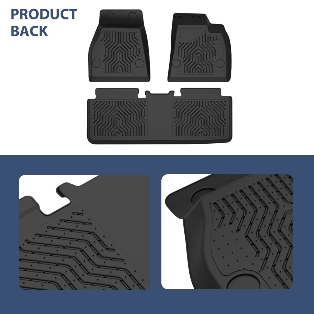 Black Floor Mats TPE All Weather Protection Car Mats 1st and 2nd Row Fit for Tesla Model S 2015-2020
