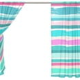 thumbnail image 4 of Floral Stripe Splash Pattern Semi Sheer Curtains Window Voile Drapes Panels Treatment-55x84in for Living Room Bedroom Kids Room, 2 Pieces, 4 of 4