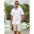 thumbnail image 3 of sogami Men's Linen Short Sleeve Hawaiian Shirt Button Down Casual Shirt For Beach, 3 of 9