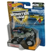 Hot Wheels Monster Jam (2017) Grave Digger Nite Glo Cage Toy Truck 1/3 w/ Re-Crushable Car