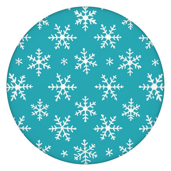 Festive Snowflake Design Round Table Cover with Elastic Hem, 52 Inch Holiday Tablecloth for Christmas Gatherings and Special Occasions