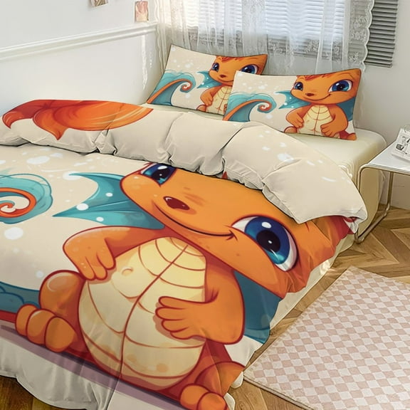 Duvet Cover Queen Size Cute Dragon Baby 3 Pcs Duvet Cover Set Bedding Sets Queen Soft Breathable