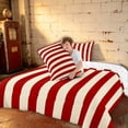 thumbnail image 4 of Manfei Classic Stripe Queen Comforter Set, Red Beige Comforter Sets Queen, Red Cream, Reversible 3-Piece, 1 Comforter and 2 Pillowcases, 4 of 6
