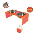 thumbnail image 4 of THE LICKER STORE Keaton 7.5" Medium/Large Modern Acrylic Rectangular Elevated Pet Feeder with 54oz 2-Stainless Steel Bowls, Pink/Chrome, DBL2001E, 4 of 7