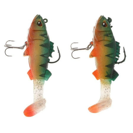 2pcs Soft Lead Fishing Lures Sinking Swimbaits T Tail Casting Lures Green