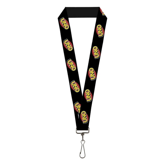 Mattel Lanyard, Uno Game Logo Black Red Yellow, Elastic