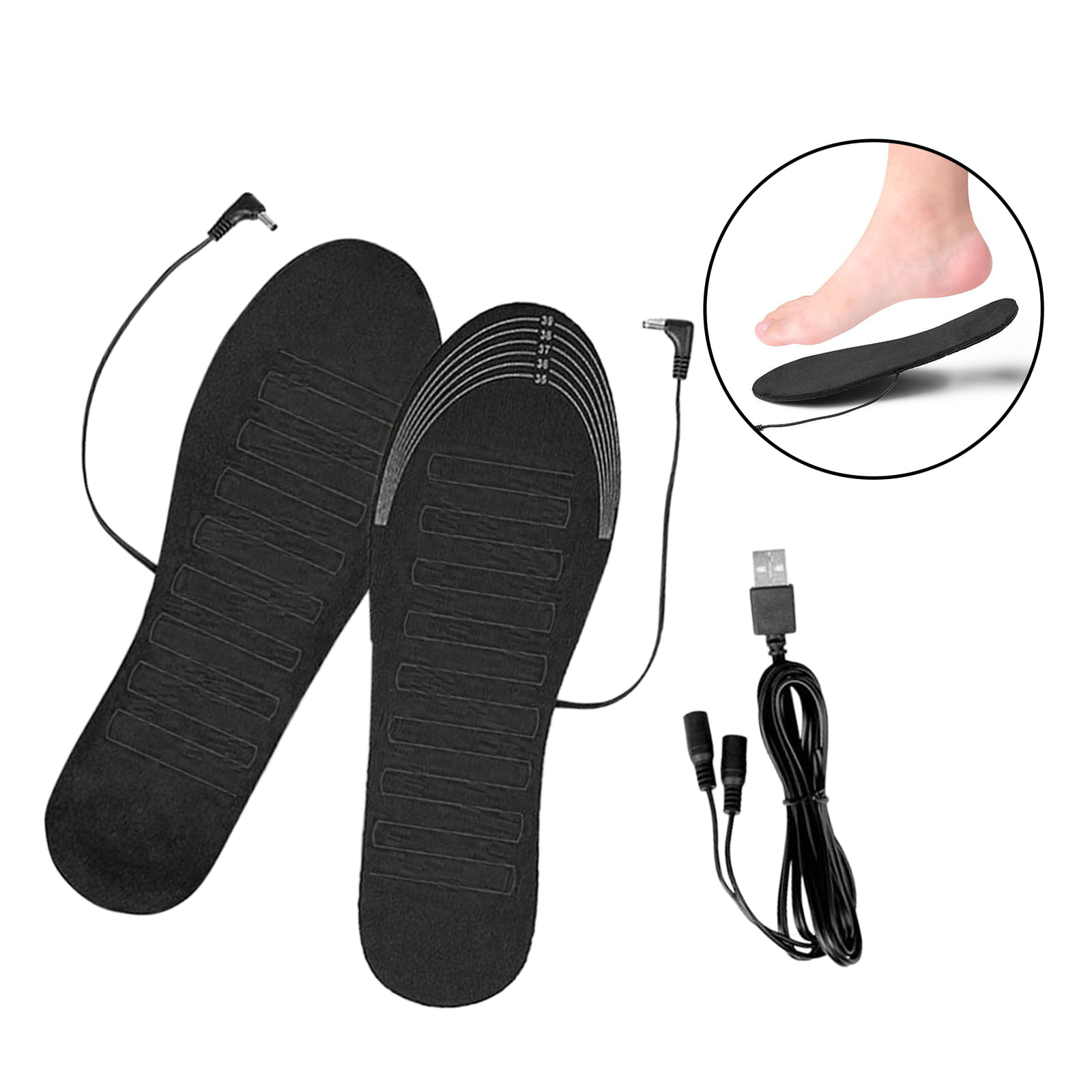 USB Electric Heated Warm Sock Feet Heater Shoe Insole Foot Winter Warmer Pads UK 