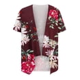 thumbnail image 5 of Savings Clearance Summer Light Weight Cardigan Women, Women's Basic Solid Short Sleeve Open Drape Front Cardigan Summer High Low Hem Tops Wine XXL # Today Show Deals of the Day, 5 of 5
