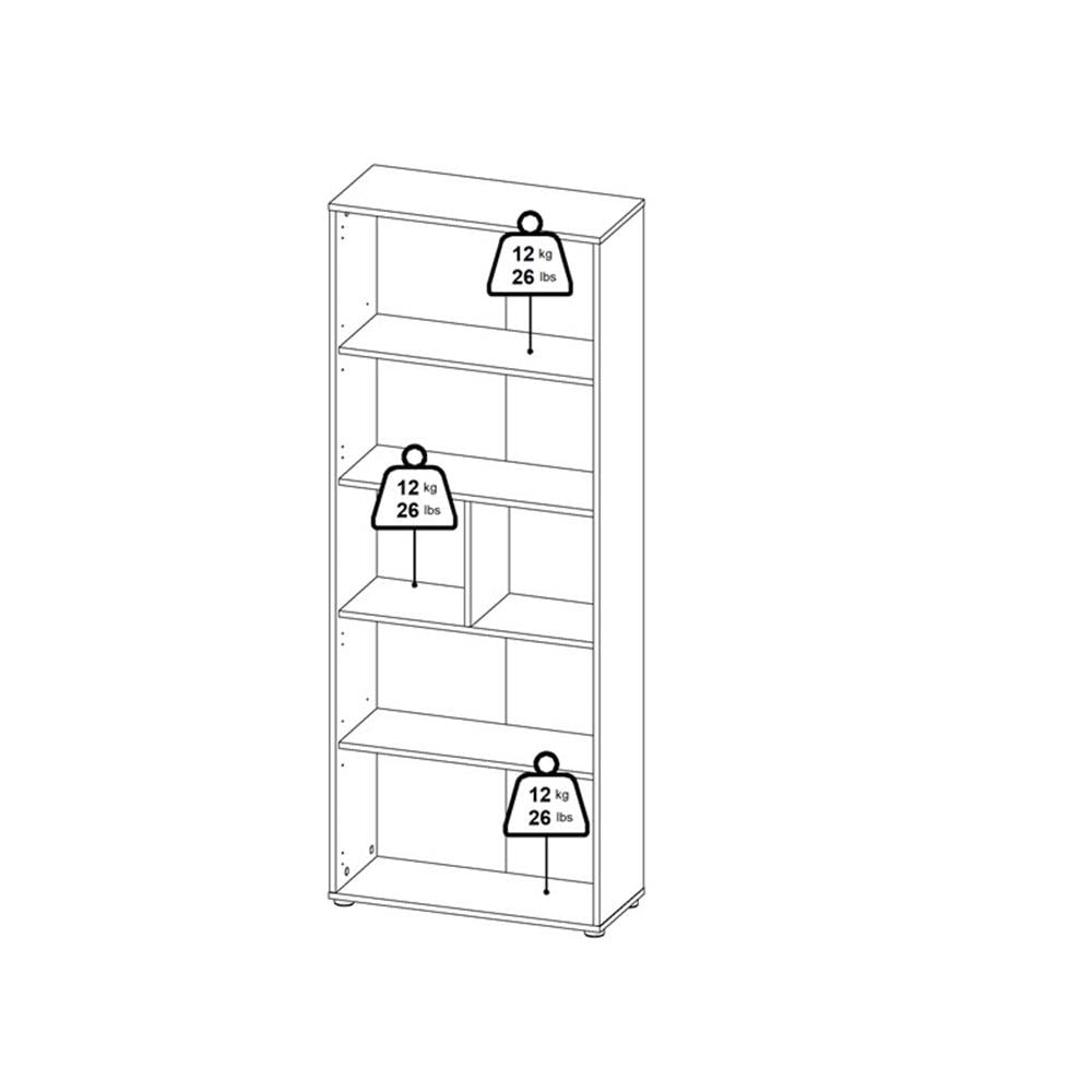 Tvilum Sign Adjustable 6 Shelf Bookcase, Open Storage Bookshelffor Adults, Matte Grey