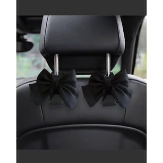 Classicseali 2-Pack Bow Car Hooks - White Leather & Plastic, Purse/Bag Holder For Car Headrest, Space-Saving Accessory