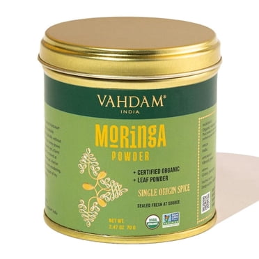 VAHDAM Organic Moringa Powder Spice, 2.47 oz (70 g) | USDA Organic Moringa Leaf Powder (Moringa Oleifera), Non-GMO, Gluten-Free Superfood Spice for Smoothies, Tea & Cooking
