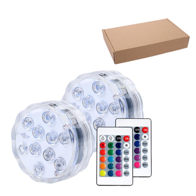 Luces LED sumergibles RGB de 10 LED, estanques, luces de 7 colores con Controlador de 2 luces 2 Sunnimix Luz de piscina