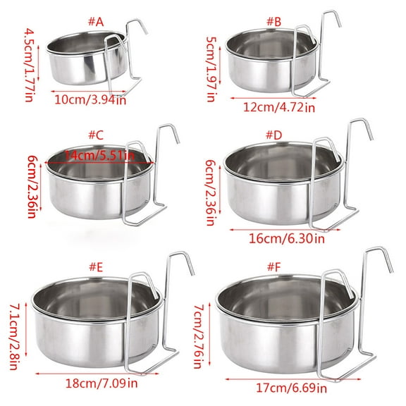 COOLHOOD Stainless Steel Hanging Pet Bowls for Dogs & Cats Cage, Kennel, and Crate Feeder Dish for Food and Water Multi Sizes