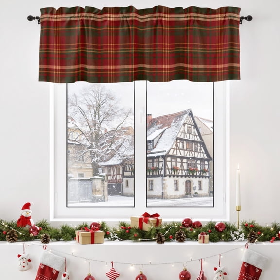 Vlanace Window Valance Retro Black Pink Geometric Kitchen Curtains Short Rod ...
