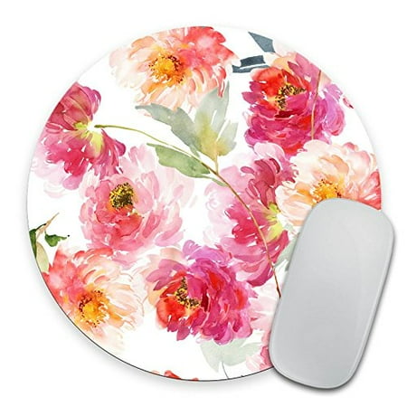 

Watercolor Floral Desk Set Fabric Mouse Pad Desk Set Office Set Coaster Set Round Mouse Pad White Flowers Business Gift