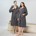 thumbnail image 4 of YueHuiYing Mens Robe Plush Big and Tall - Long Spa Bath Robe with Pockets - Bathrobe Gift for Men, 4 of 5