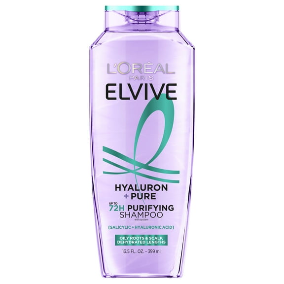 L'Oreal Paris Elvive Hyaluron Pure Moisturizing Shampoo for Oily Hair, 13.5 fl oz