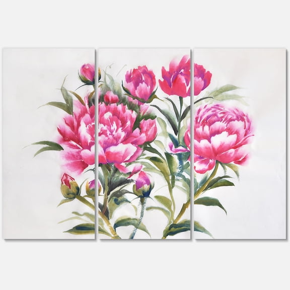 Purple Peonies Flowers 28 in x 36 in Painting Canvas Art Print, by Designart