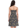 thumbnail image 3 of Dailycode Summer Dresses for Women Strapless Casual Beach Cover Ups Navy Gold Feather Palm Tube Top Sundress, 3 of 8