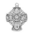 thumbnail image 2 of Sterling Silver Small 4-Way Medal with Holy Spirit, 18" Rhodium Plated Stainless Steel Chain, Deluxe Velvet Gift Box, 2 of 4
