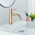 thumbnail image 2 of Elegant Bathroom Faucet, Solid Brass Construction For Hot & Cold Mixing, Drip-Free Performance By High-Quality Ceramic Cartridge, Easy Installation For Single Hole Sink, Brushed Gold Finish, 2 of 5