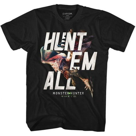 Monster Hunter Hunt Em All Black Adult T-Shirt 3Xlt