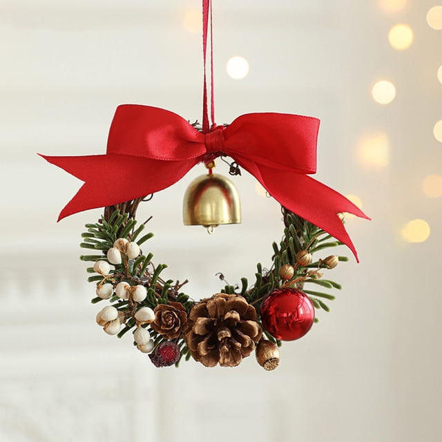 colgante navideño con forma de campana y flor para puerta, ideal para decorar la pared.