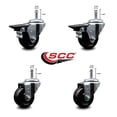 thumbnail image 2 of 3 Inch Hard Rubber Wheel Swivel 7/16 Inch Grip Ring Stem Caster Set 2 Brakes SCC, 2 of 2