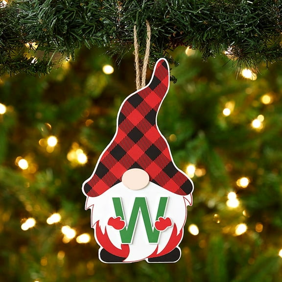 Gnome Monogram Ornament - Letter W