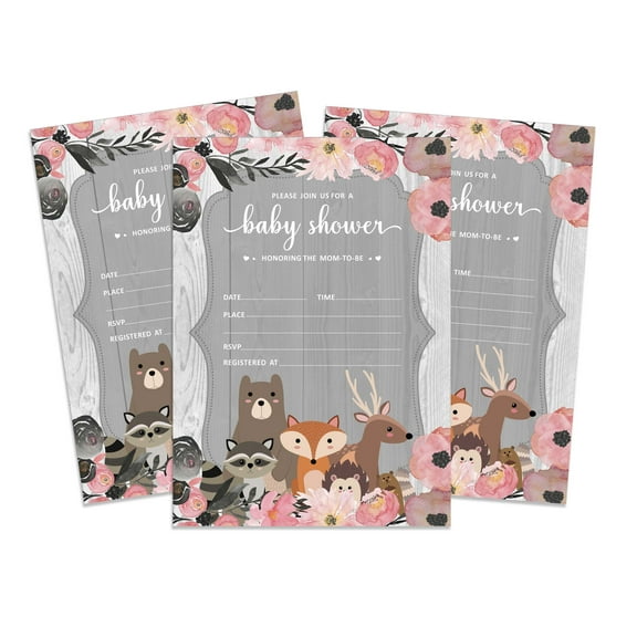 Inkdotpot 30Jungle Animals Baby Shower Invitation Cards Gender Neutral Fill In Blank Invites