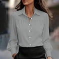 thumbnail image 2 of Aezemi Women Button down Office Blouses Collared Long Sleeve Dressy Fashion Work Casual Shirts Womens Fall Spring Business Casual Trendy Tops L, 2 of 6