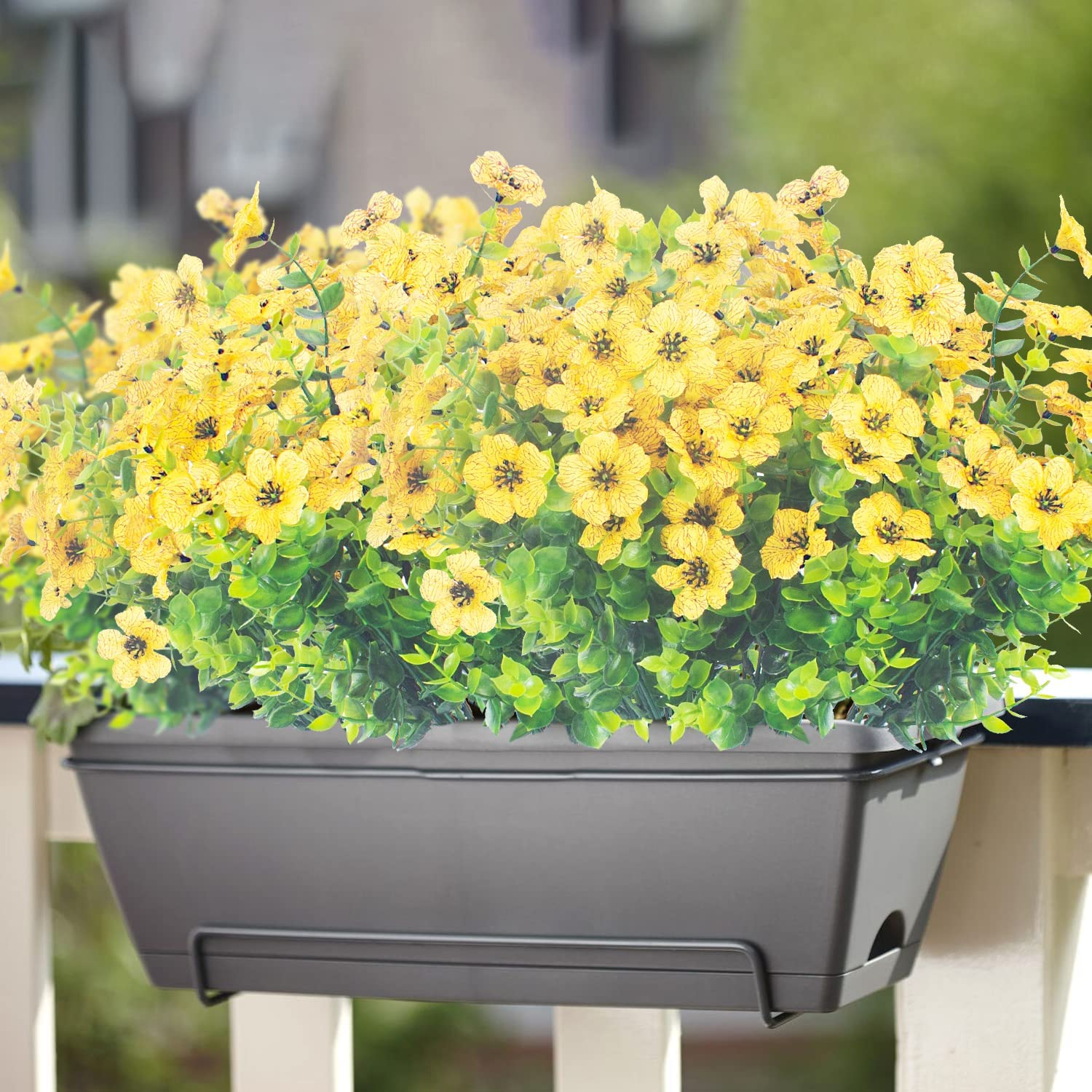 MAMOWEAR violets Artificial Flowers for Outdoor UV Resistant Faux Flowers No Fade Fake Plastic Plants Garden Porch Window Box Decorating