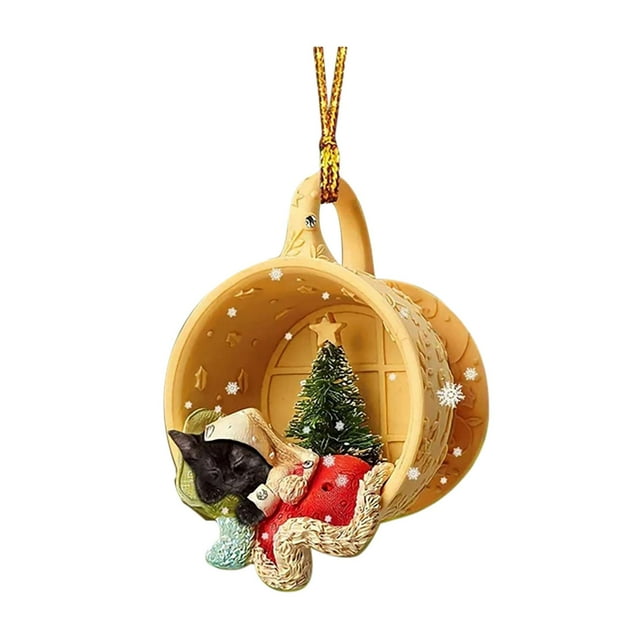 Adorno colgante de perro de Navidad/Ornamento colgante interior del coche/Ornamento de de Navidad/Ornamento colgante de acrílico, vacaciones Estilo A