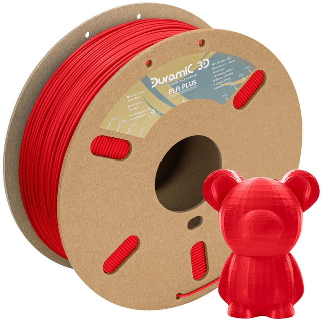 DURAMIC 3D PLA Plus Filament 1.75mm Red 1kg 1.75 PLA Pro 3D Printer Filament 8 Times Strength 1kg Cardboard Spool 3D Printing Filament Dimensional Accuracy 99% +/- 0.03 mm