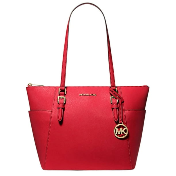 Bolso de mano Michael Kors Charlotte, grande en la parte superior, con cremallera, rojo