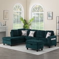 thumbnail image 5 of BSHTI 94.49" L-Shaped Modular Sectional Sofa with Storage Ottoman & Cup Holders – Corduroy Upholstery, Tufted Seat, Nail-Head Trim, Solid Wood & Iron Frame, 5 Colors, 5 of 12