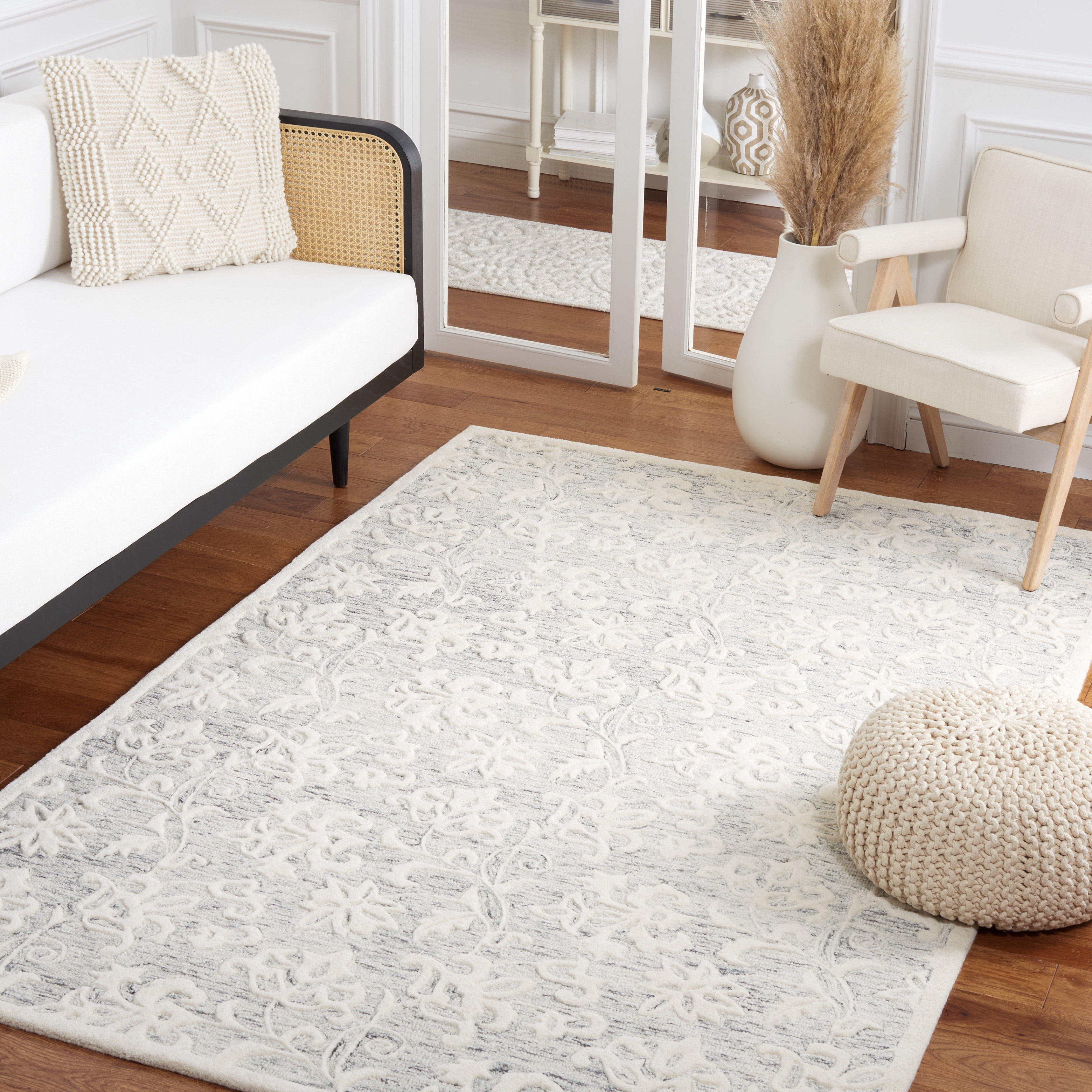 SAFAVIEH Metro Elvina Floral Area Rug, Grey/Ivory, 4' x 6'