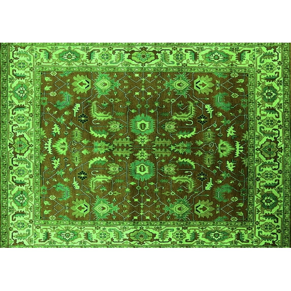 Ahgly Company Indoor Rectangle Oriental Green Traditional Area Rugs, 5' x 7'